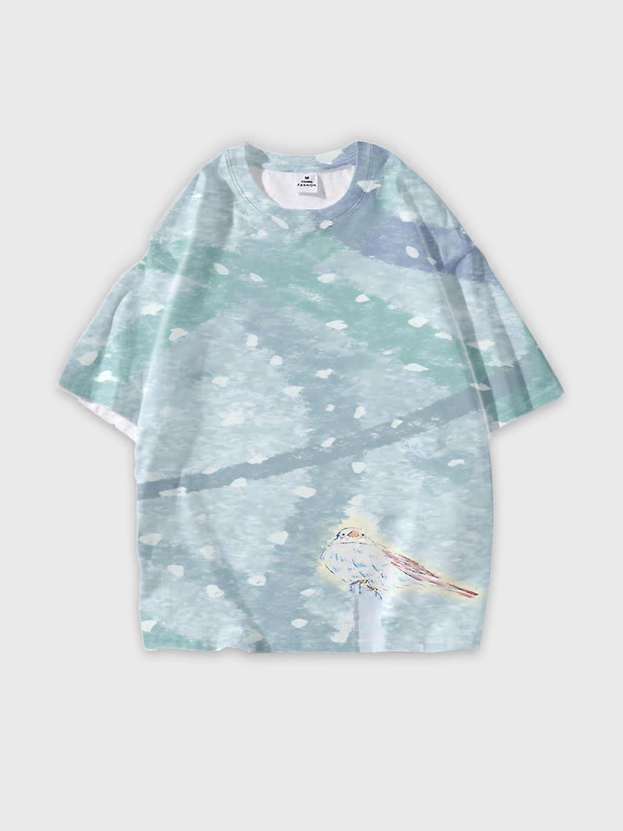 T-shirt round neck Pattern loose short sleeve B877