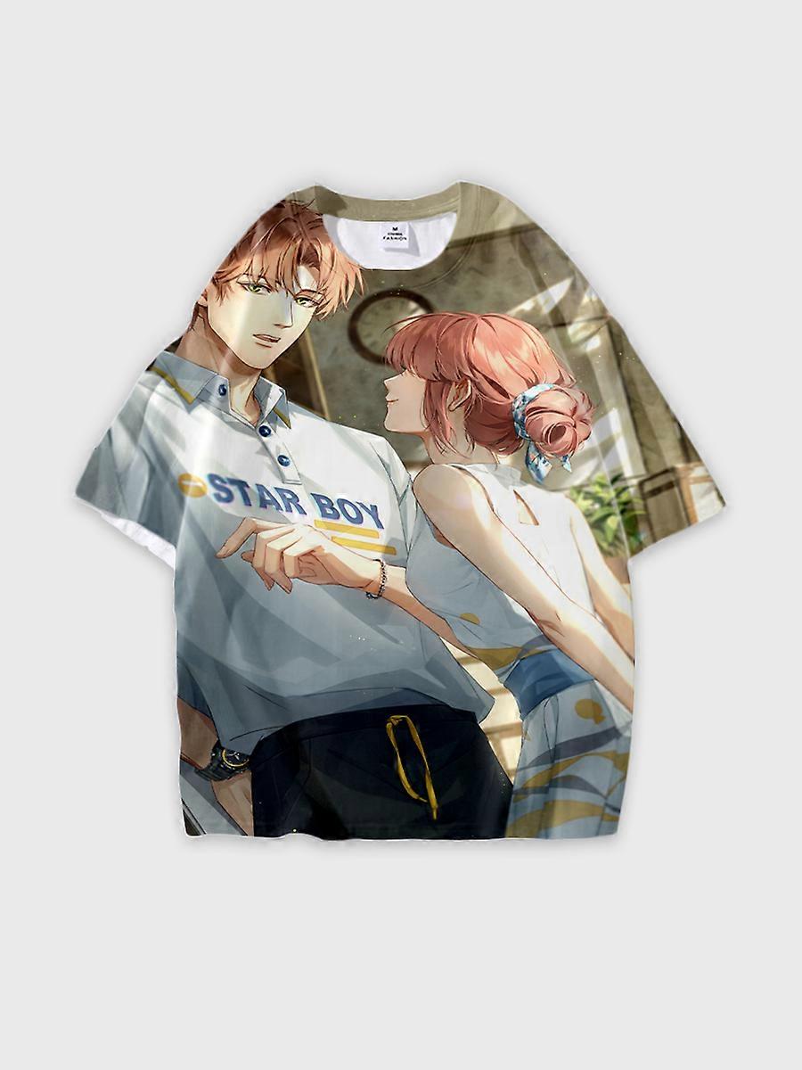 T-shirt round neck Role Pattern loose short sleeve E2975