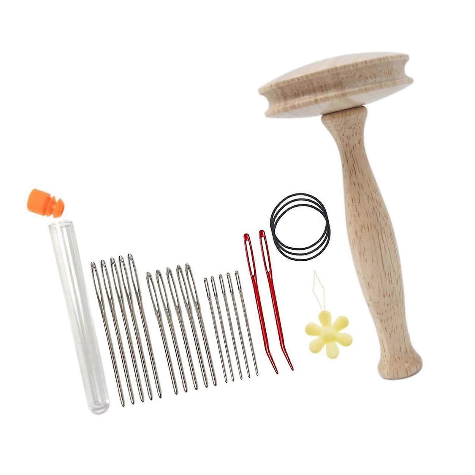 Darning Mushroom Wood Darning Mushroom Set with Darning Needle Sewing Darning Needle Darning Mushroom Needle Threader Multicolor