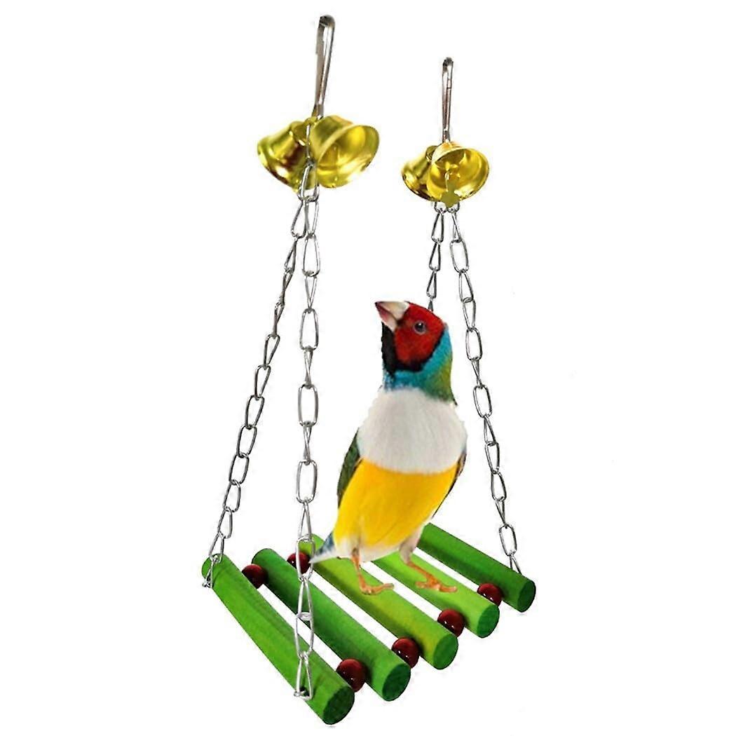 Parrot Swing Toy For Pets, Colorful Rattan, Cotton Rope Bell, Chewable Perch, For Hanging In Bird Cages