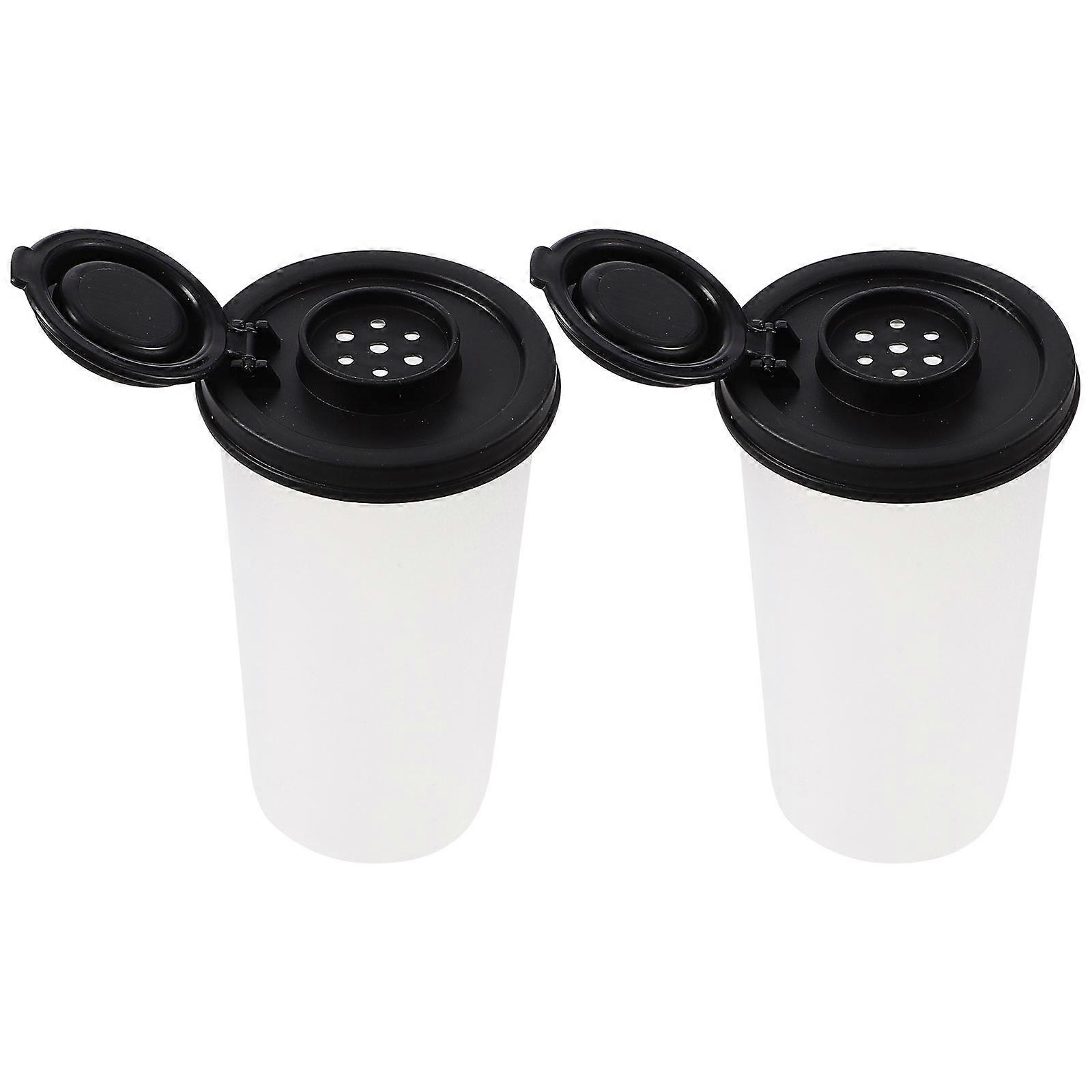 Picnic Condiment Container 2Pcs Black PP Material for Home with Easy Precise Sprinkling