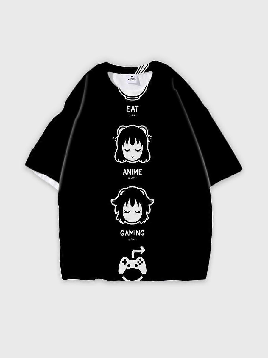 T-shirt round neck Pattern loose short sleeve N391