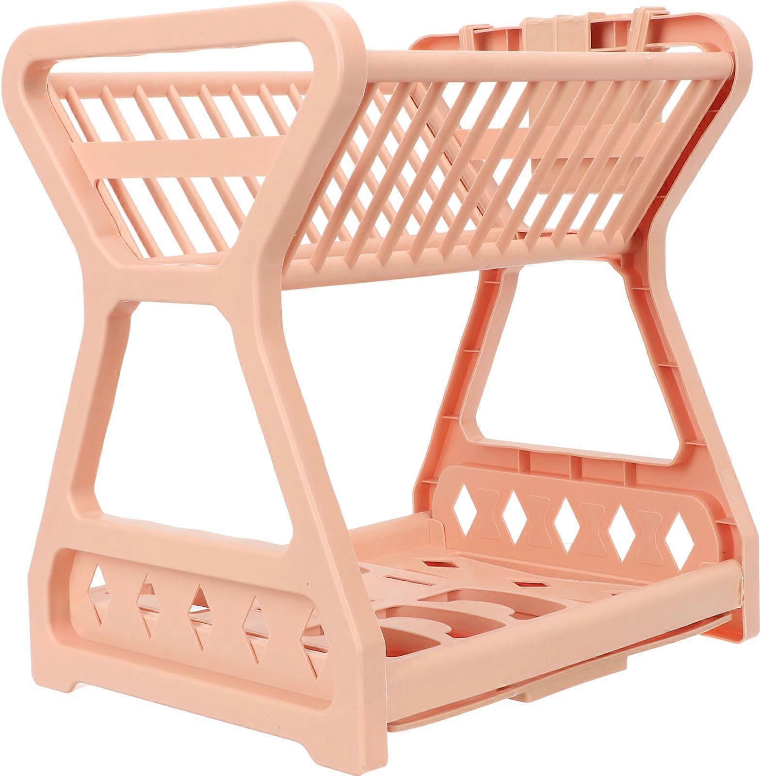 Double Layer Spice Rack for Home Beige Plastic Kitchen Storage Tray Suitable for Desktop and Bathroom 7.87"x3.94"