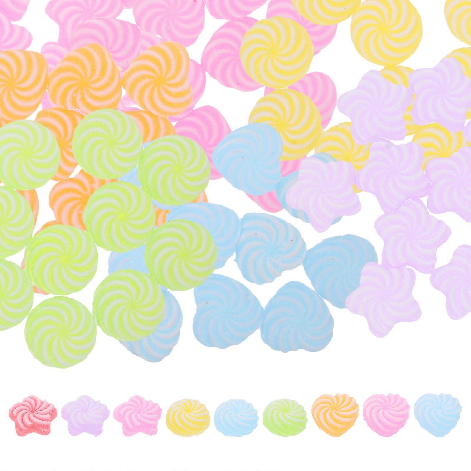 90pcs Multicolor Flatback Resin Embellishments Mixed Style Candy Charms