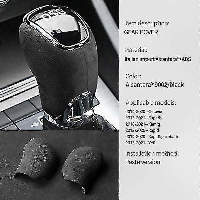 Alcantara Suede Gear Shift Knob Cover for Select Skoda Models Interior Styling Trim
