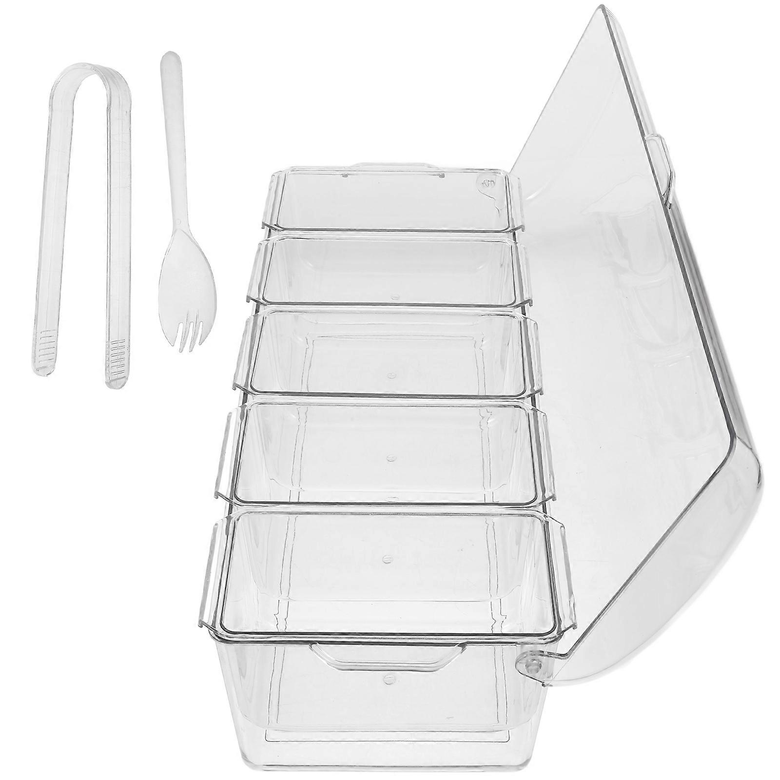 Kitchen Condiment Box Large Capacity Storage Box Home Use Transparent Multiple Compartments 1Set