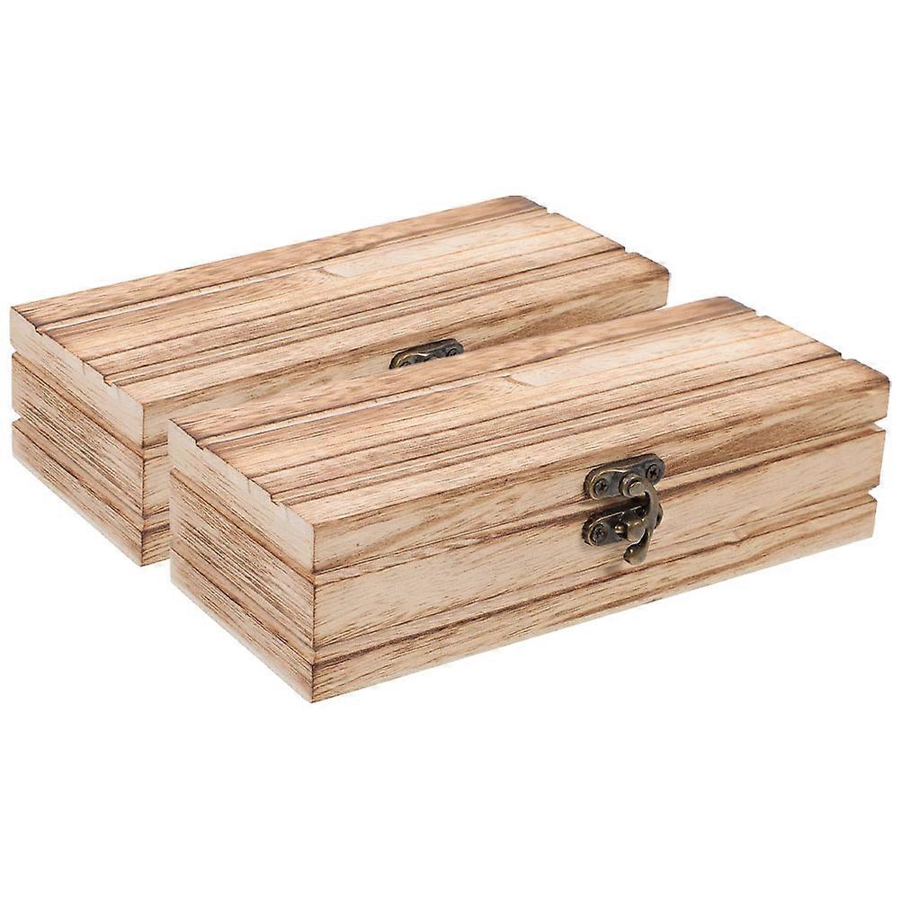 Vintage Solid Wood Storage Boxes with Hinged Lids Retro Style Wooden Keepsake Organizers for Sunglasses, Jewelry & Trinkets Rectangular Bins for
