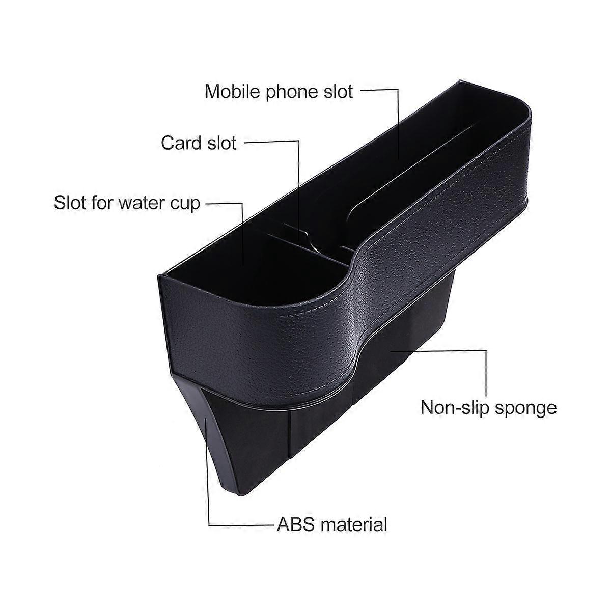 Car Seat Gap Storage Bag ABS Organizer for Car 2pcs Black Utility Box Console