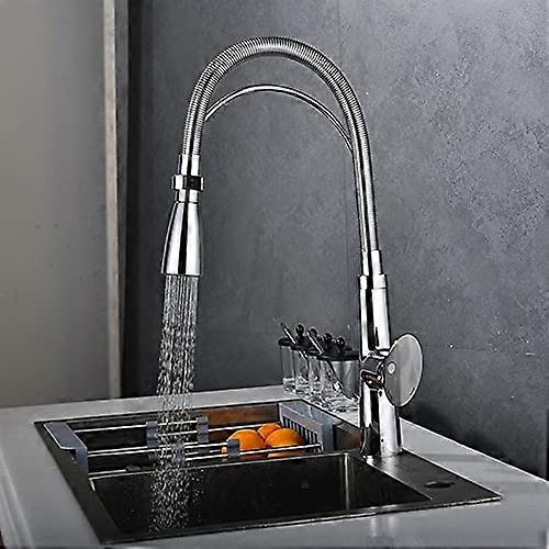 Kitchen Sink Faucet Black/Chrome Brass Finish, Bar Farmhouse, Pull-Down, 360 Rotate, Fixed Support, Chrome Hose 9-16
