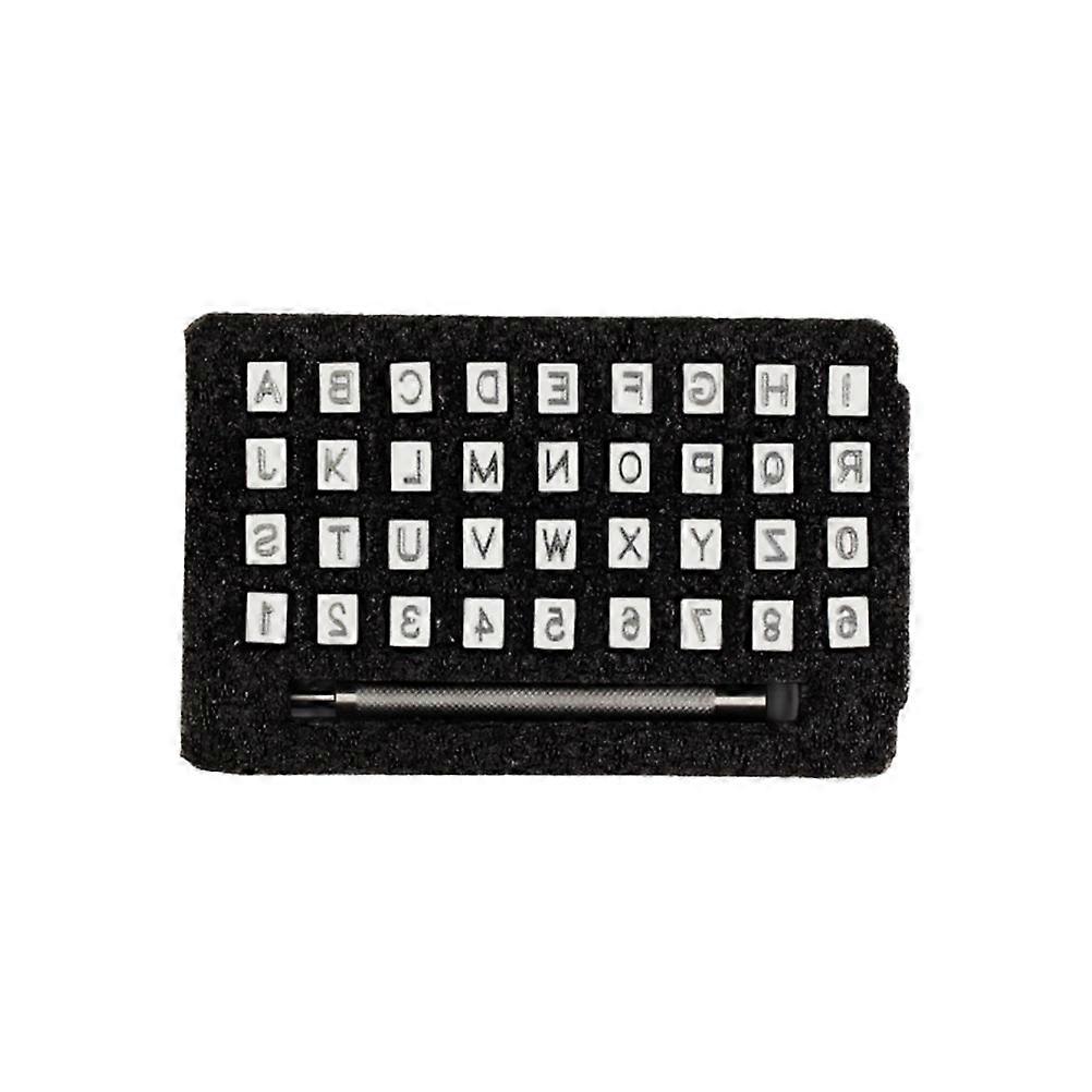 Craft Stamp Tool for DIY Making with Hardened Carbon Steel 36pcs Letter and Number Punch Set 3.5mm Black Includes Storage Box