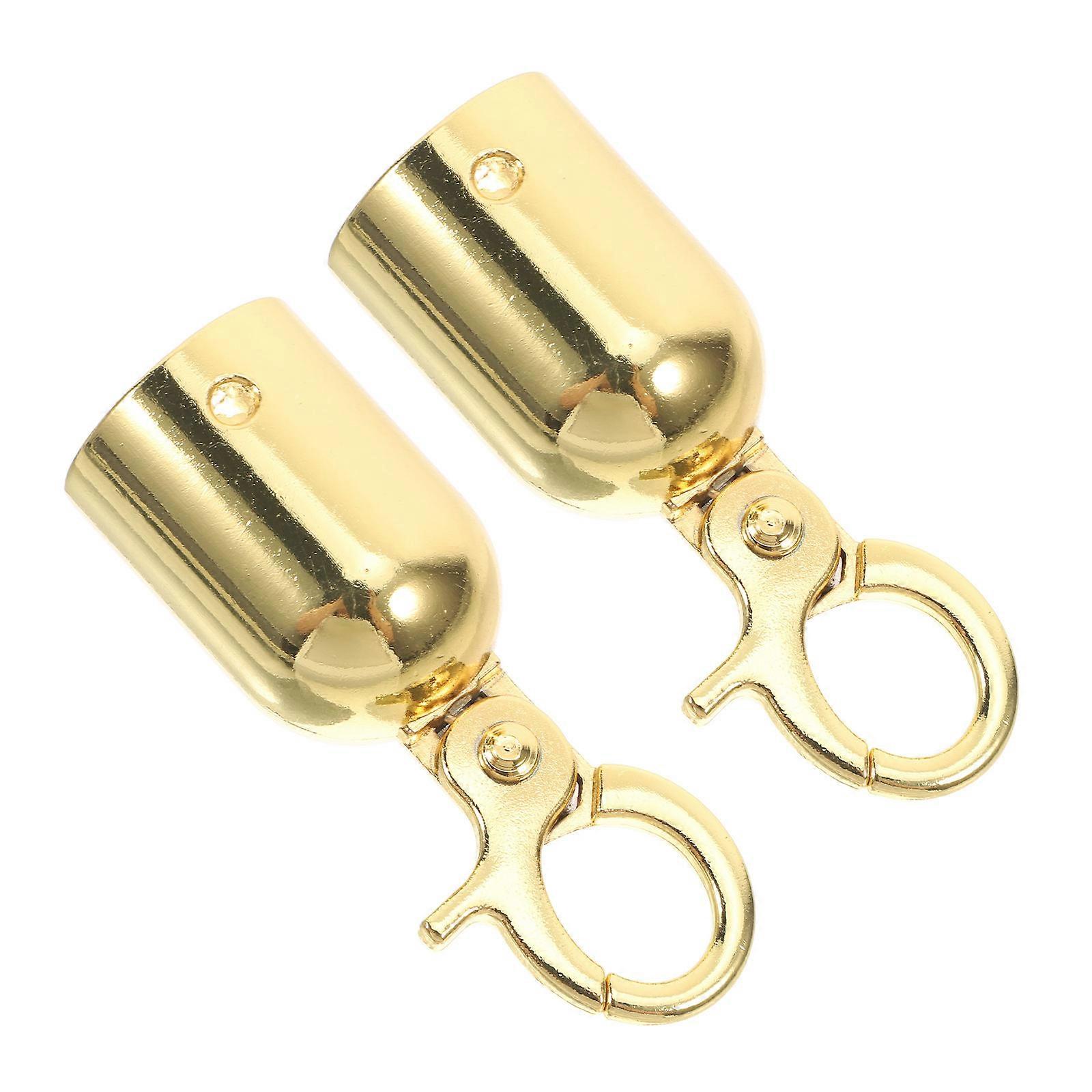 2Pcs Stanchion Rope End Stopper Cord End Caps Barrier Rope End Hooks for Crowd Control Queue Divider Golden