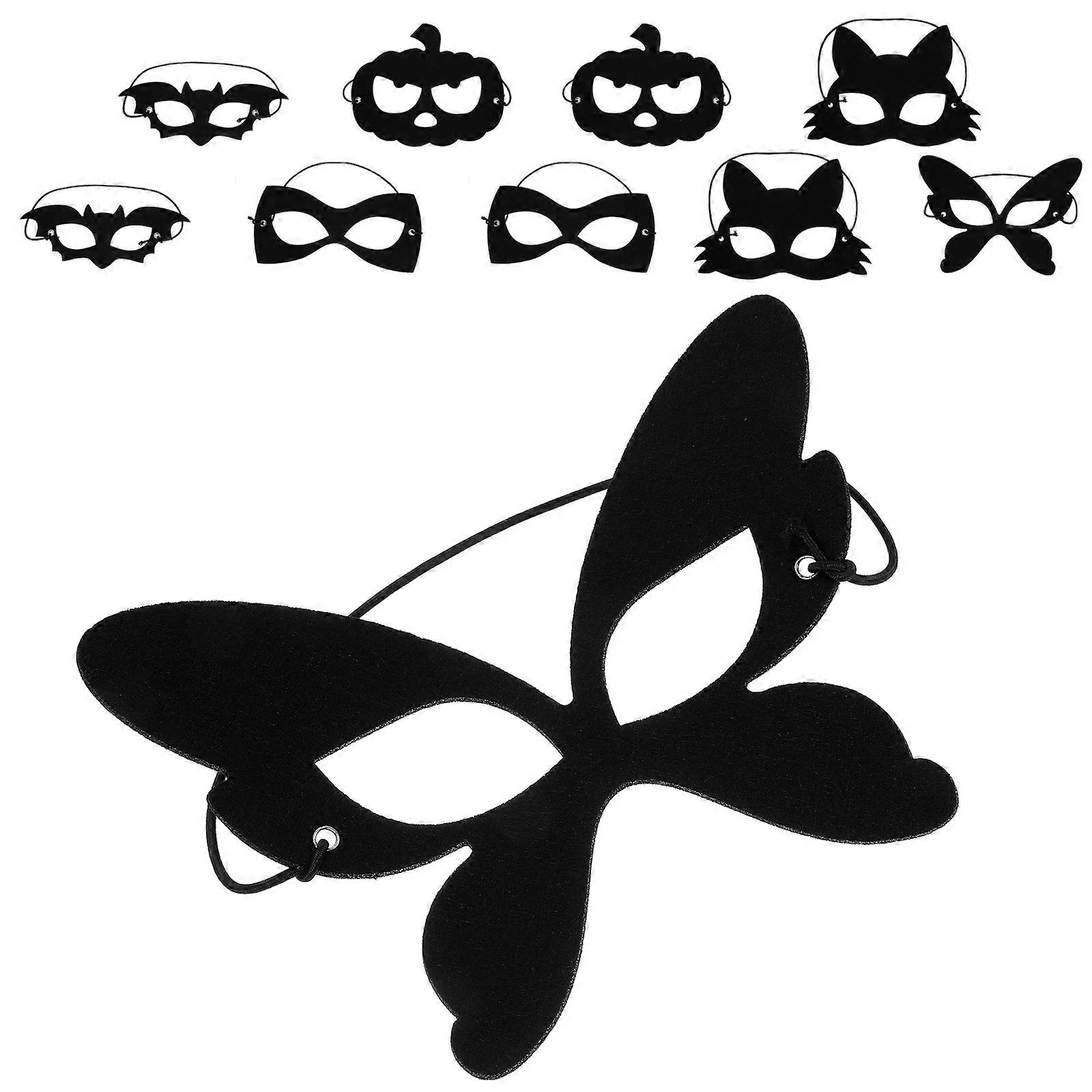 Felt Eye Masks For Masquerade Parties And Festivals 17.8X13CM Black Comfortable 10Pack