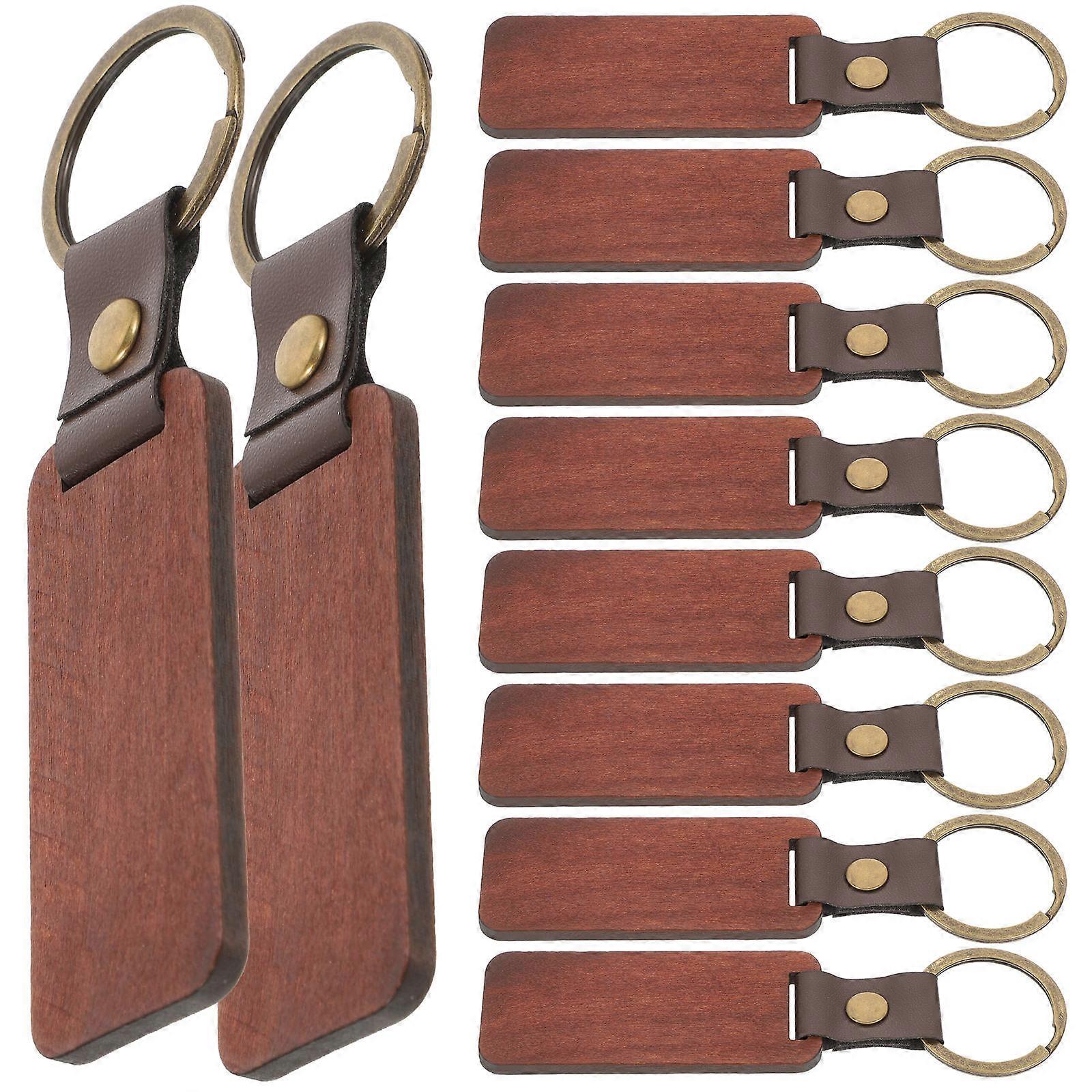 Key Chain Blanks with Metal Rings – DIY Engraving Craft Accessories for Keys, Backpacks, Home & Office – 10pcs Set for Custom Gifts