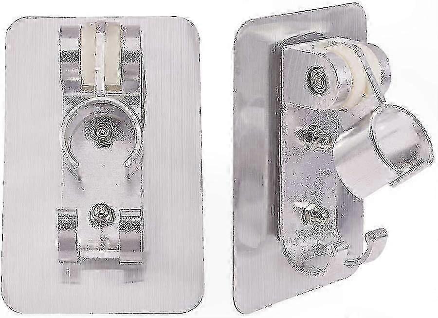 Adjustable Shower Head Holder with Hooks, Strong Adhesive Mounting, 2-Pack Solution for Easy Installation