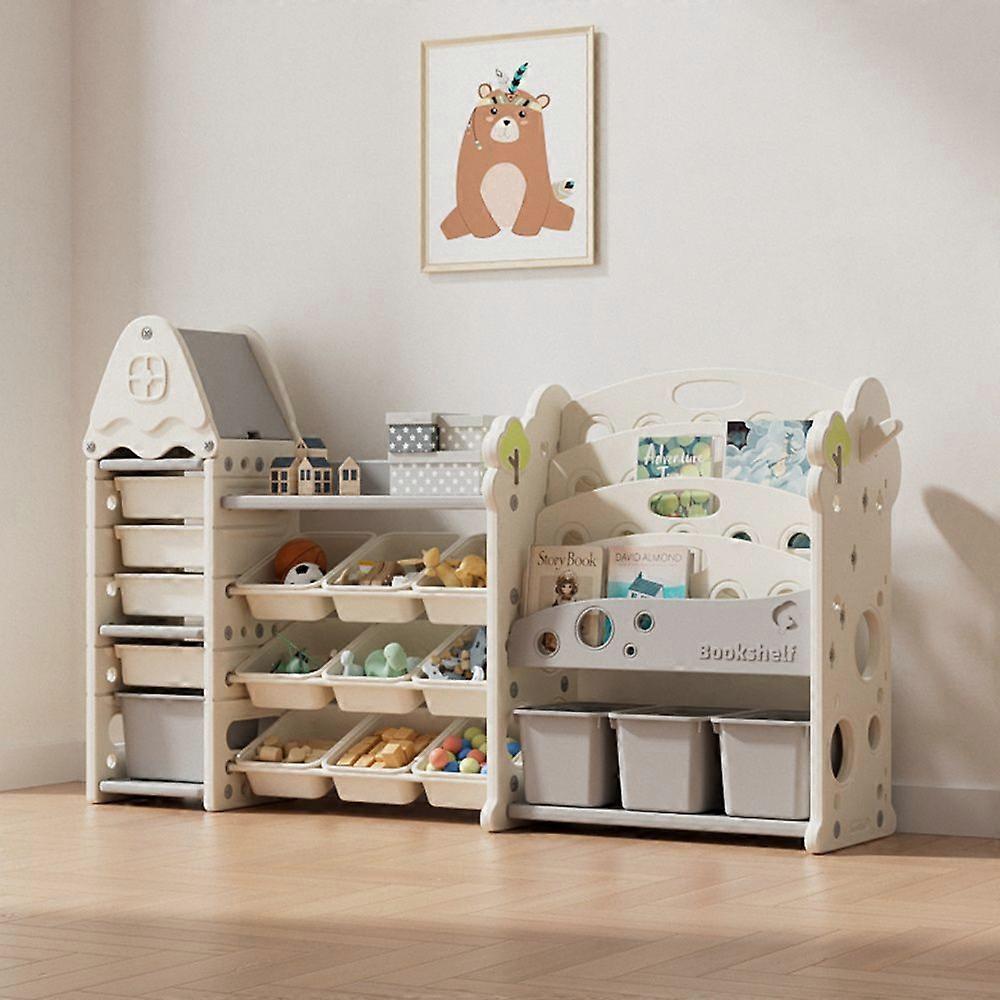 Kids Large Plastic Toy Storage Organizer and Bookshelf Combination