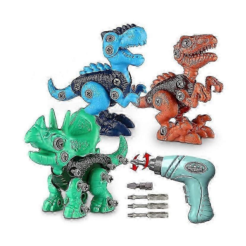 Three-in-one With Electric Drill Disassembly Dinosaur Children Screw Early Education Assembled Disassembly Toy 2025