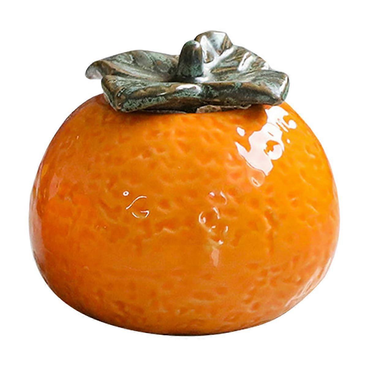 Ceramic Tea Canister Orange Porcelain Storage Container for Candy and Fruit - Decorative Kitchen Organizer