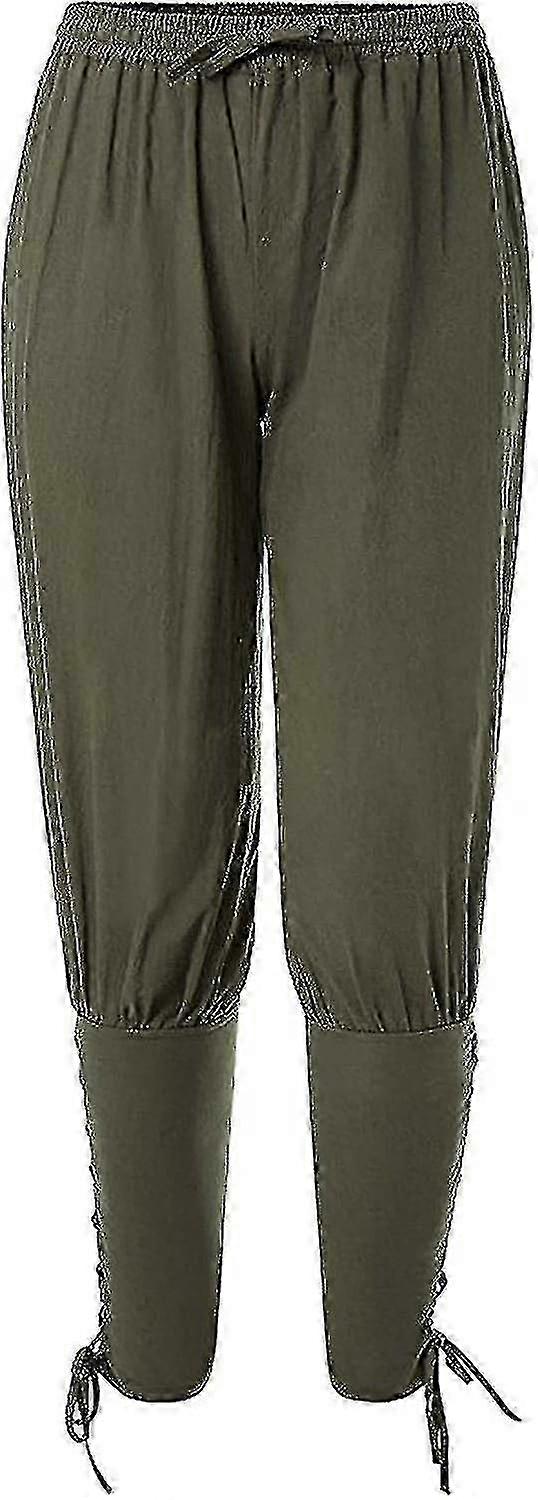 Pantaloni Uomo In Stile Medievale Vichingo Con Fascia Alla Caviglia, Per Costume Pirata, Halloween E Cosplay, Taglia Unica Regolabile