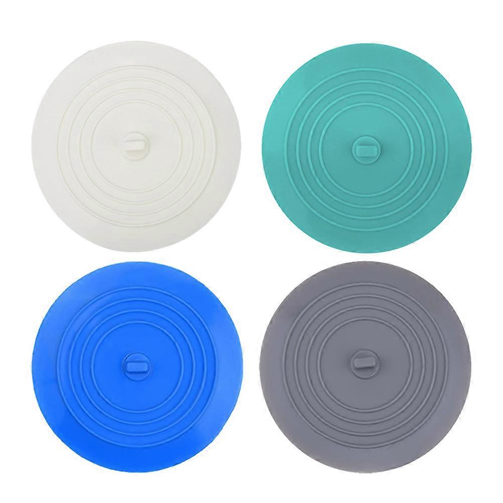 4pcs Silicone Sink Stoppers for Kitchen & Bathroom – Round Bathtub Plug Covers in White, Grey, Blue, Green – Easy Clean & Effortless Drain Protection