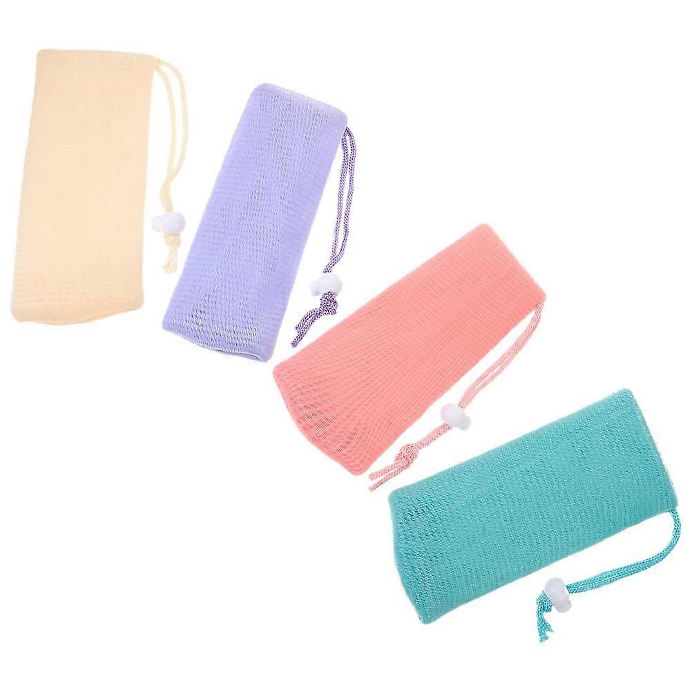 4pcs Durable Mesh Soap Pouches with Lanyard for Bar Soap Storage – Easy Design for Face, Body, and Clothes Cleansing