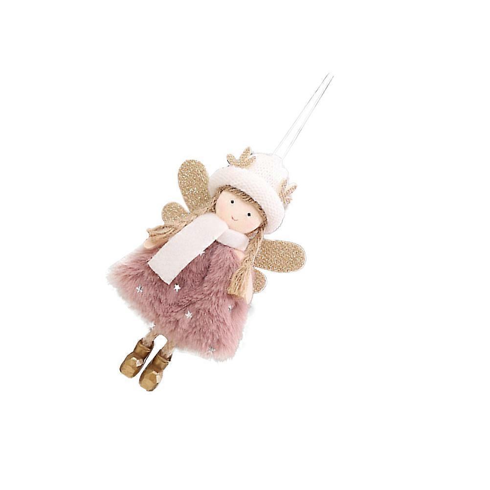 Christmas Angels Figurines Christmas Tree Decoration Suitable For Christmas Party Creative Ornaments In Pink 1Pcs
