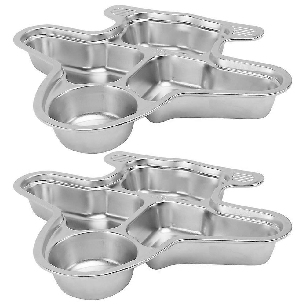 Stainless Steel Divided Food Plate Dish For Kids 30X26CM With Cartoon Shape Perfect For Camping Or School Use 2Pcs