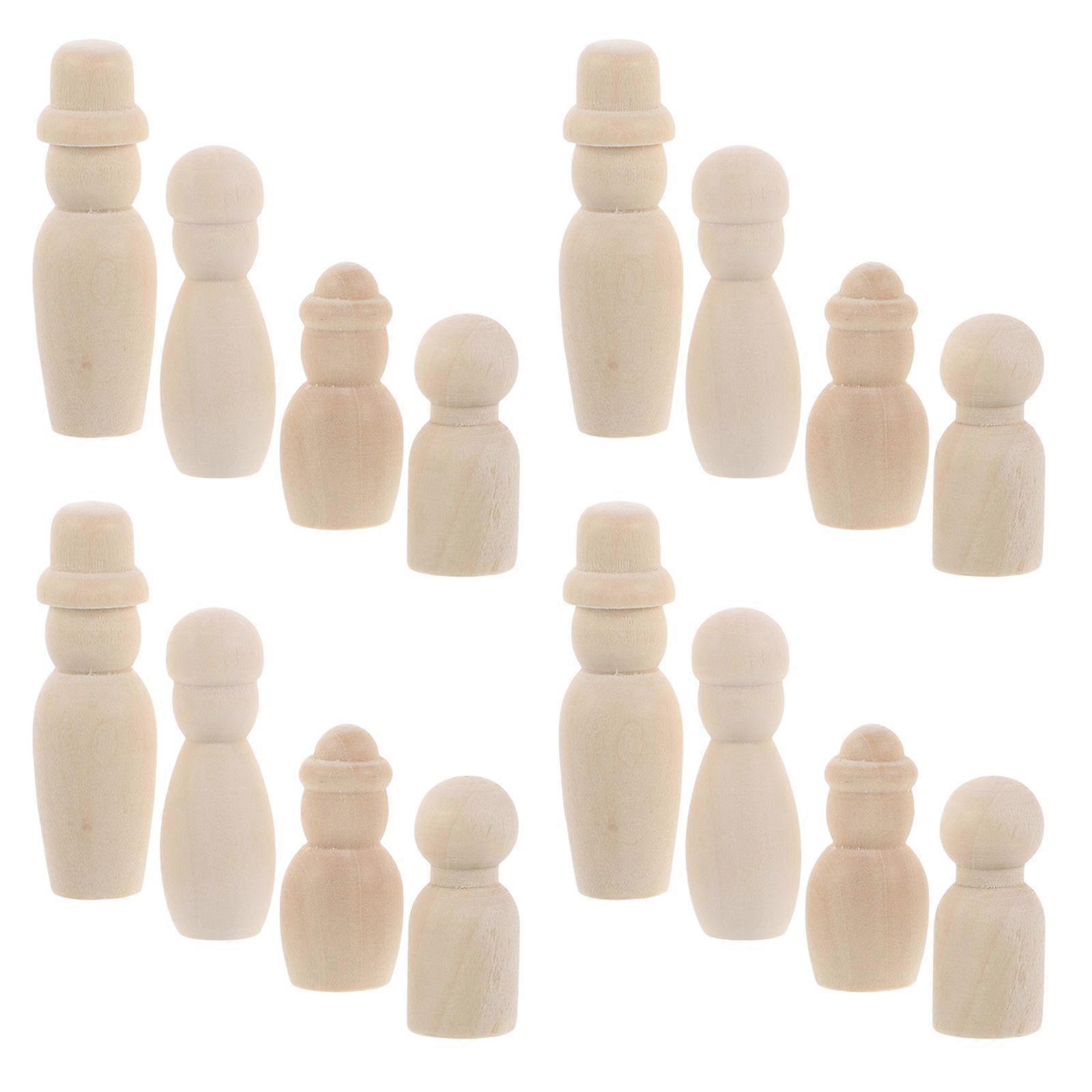 DIY Wooden Figures Puppet Making Kit 60Pcs Ideal for Creative Play Hand Painting Craft Projects in Khaki Color