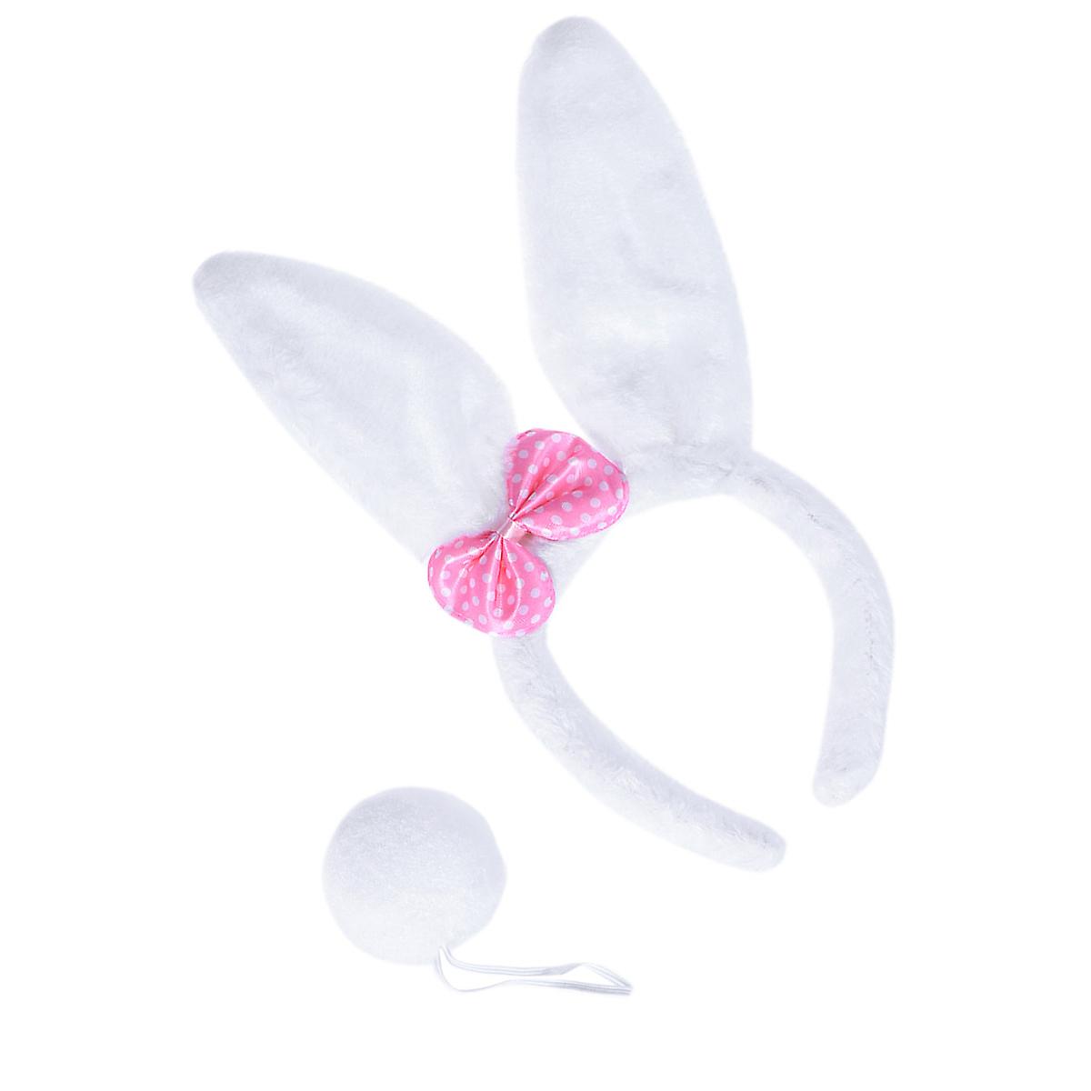 Rabbit Ear Headband for Kids Use 2Set Easter Kit with Plush Tail and Ears