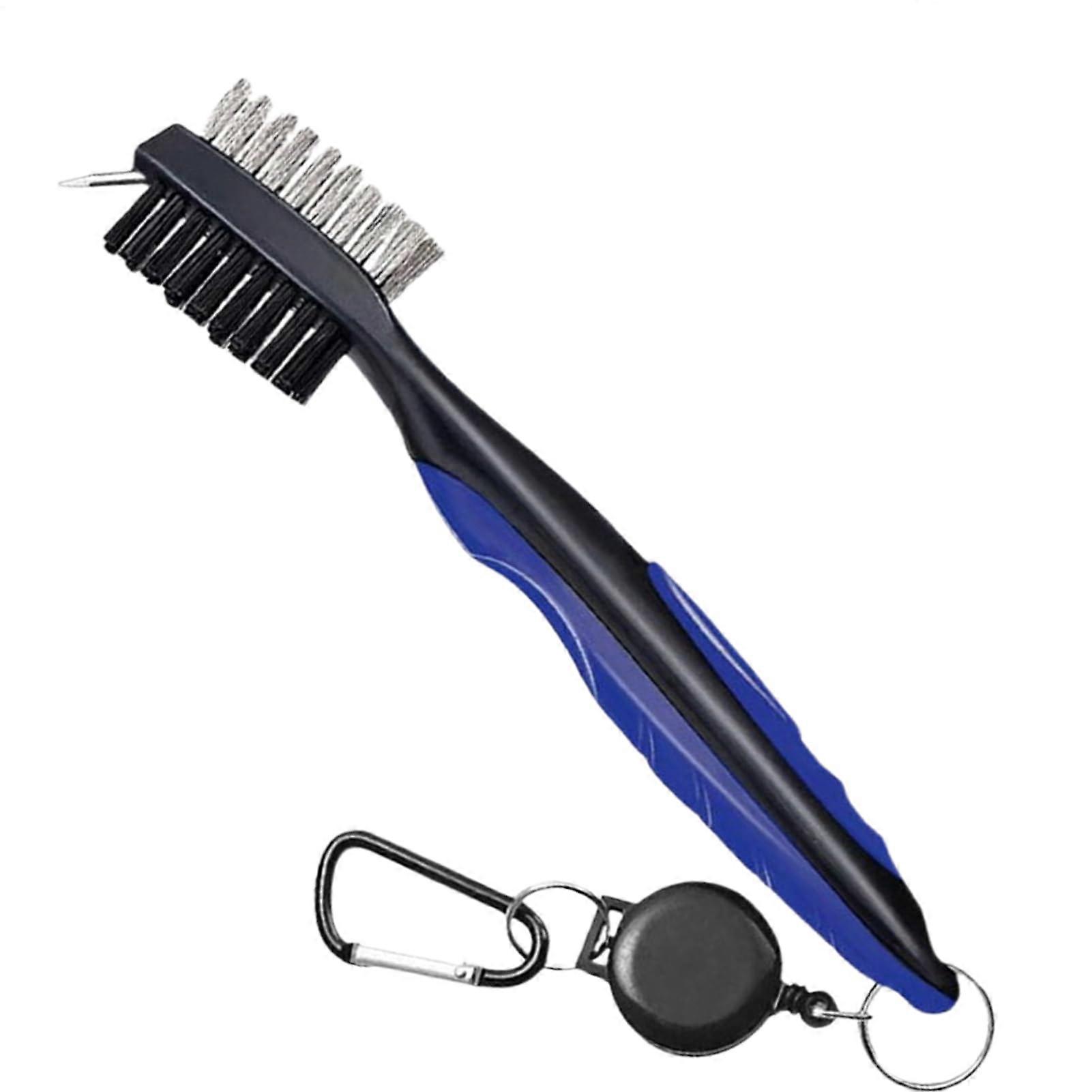 Golf Brush and Groove Cleaner with Retractable Pull Strap  Blue