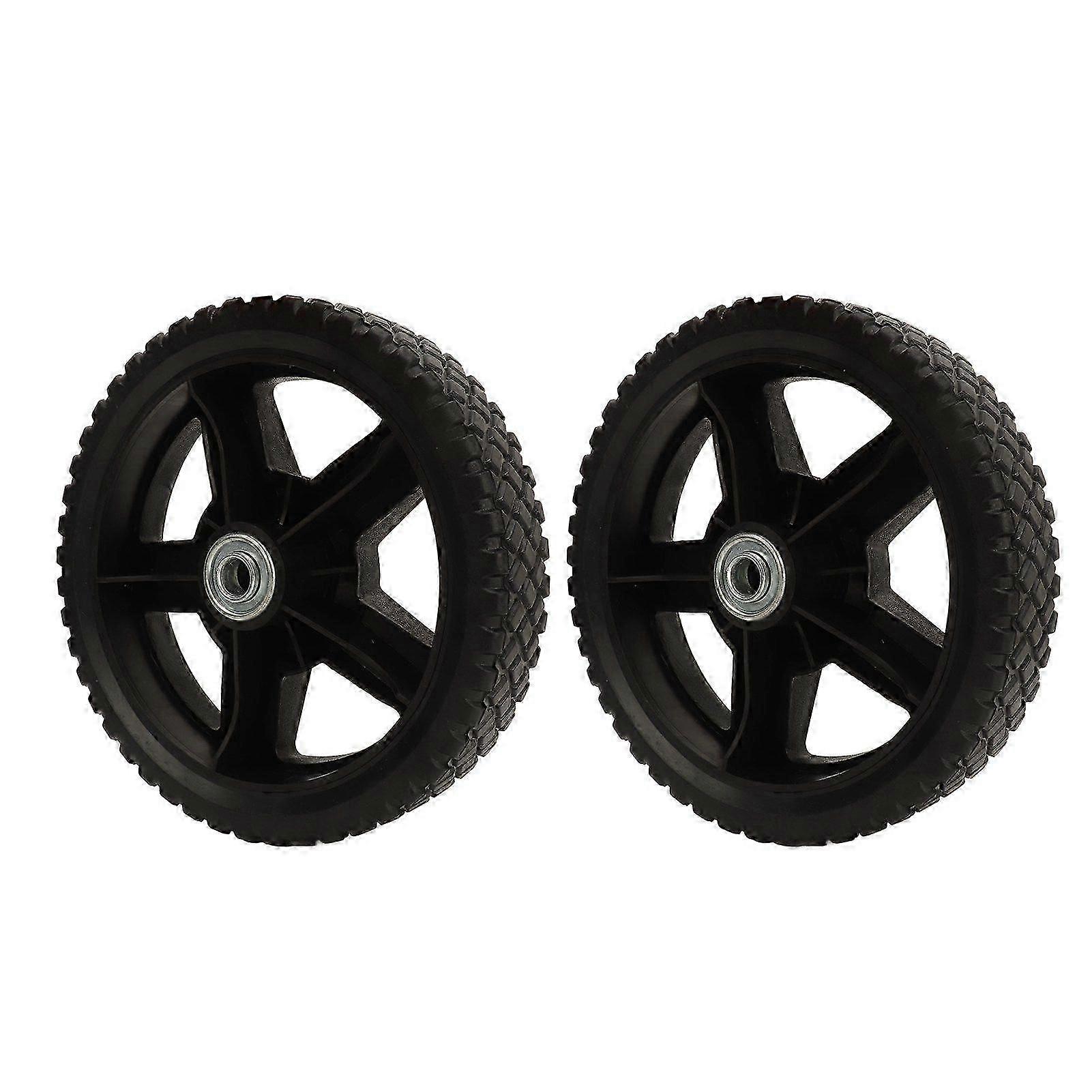 2pcs 8in Mower Wheels Increase Friction High Stability PVC Mower Replacement Wheels
