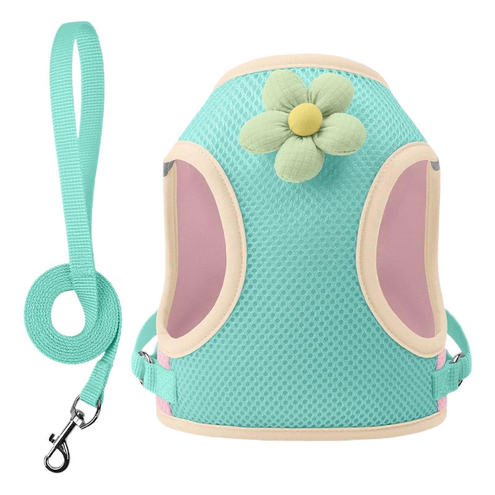 Dog Harness Reflective And Breathable, Cartoon Pattern, Jungle Green Size S, For Daily Walks And Night Activities