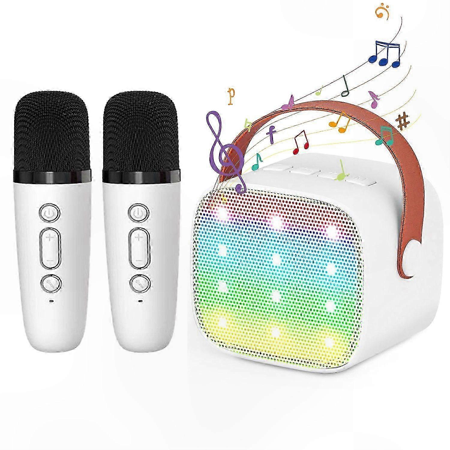 Système de karaoké portable compact avec deux micros sans fil pour le divertissement de fête