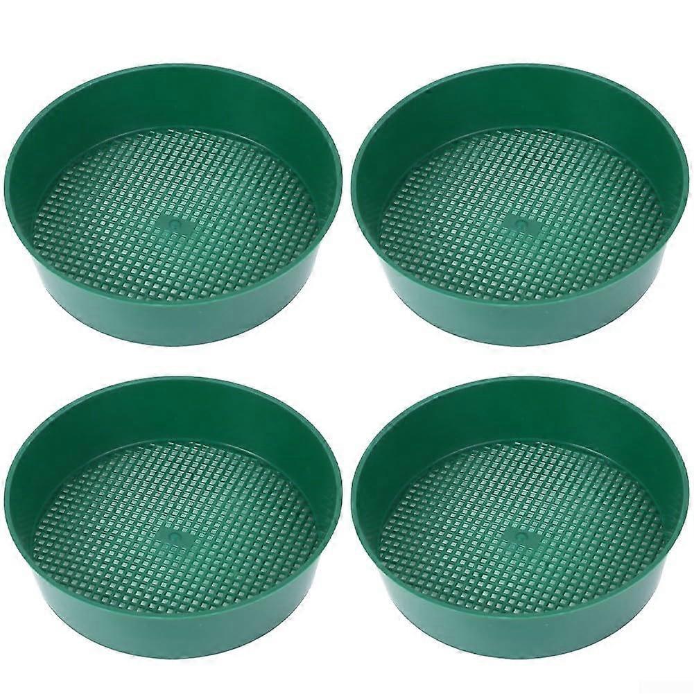 Garden sieve set made of plastic, 4 essential tools for effective potting and soil drainage (black  green) Black/Green