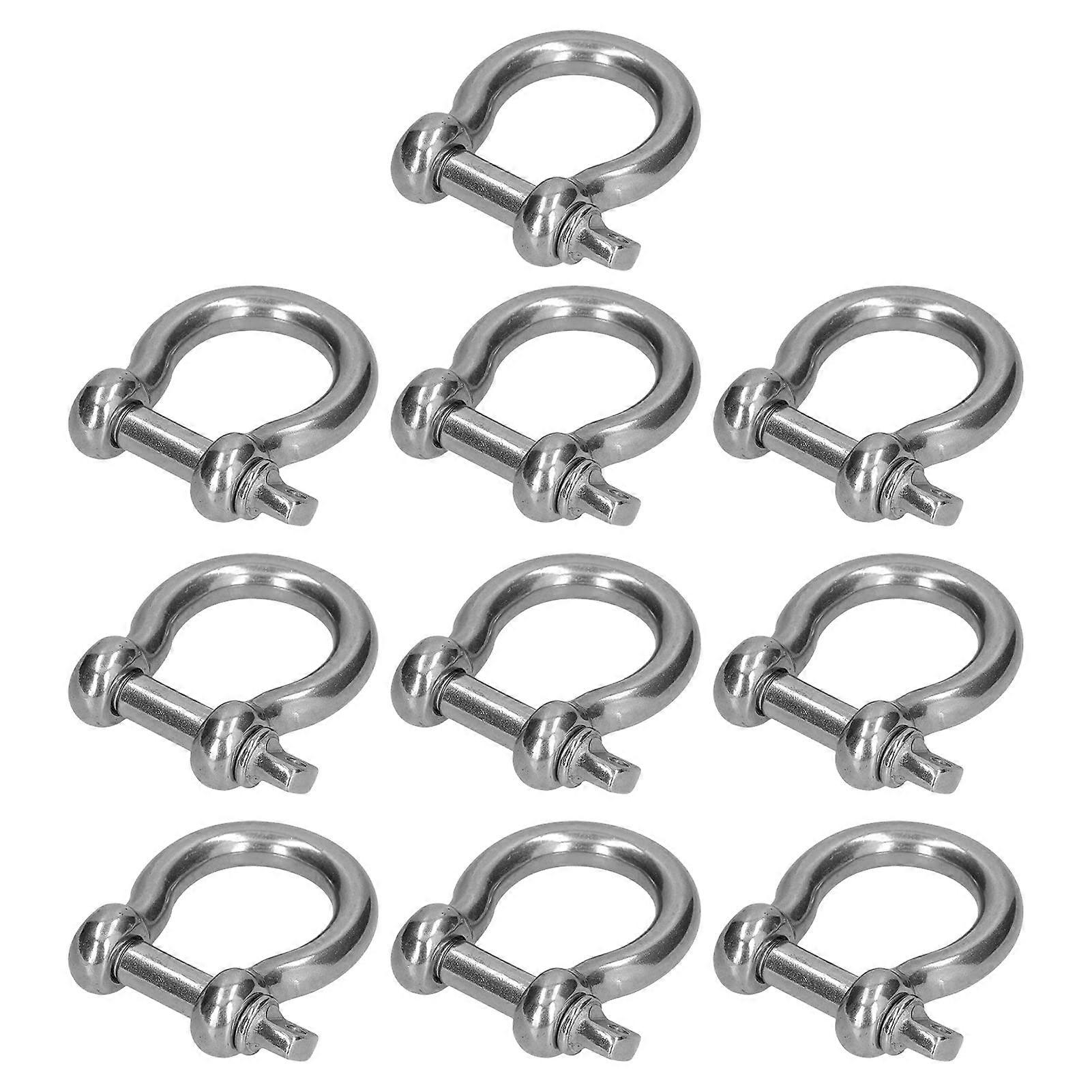 Stainless Steel 304 Anchor Shackles, 10 Pack M6, Durable Curved Load Clamps for Wire Rope Connectors in Machines and Railways