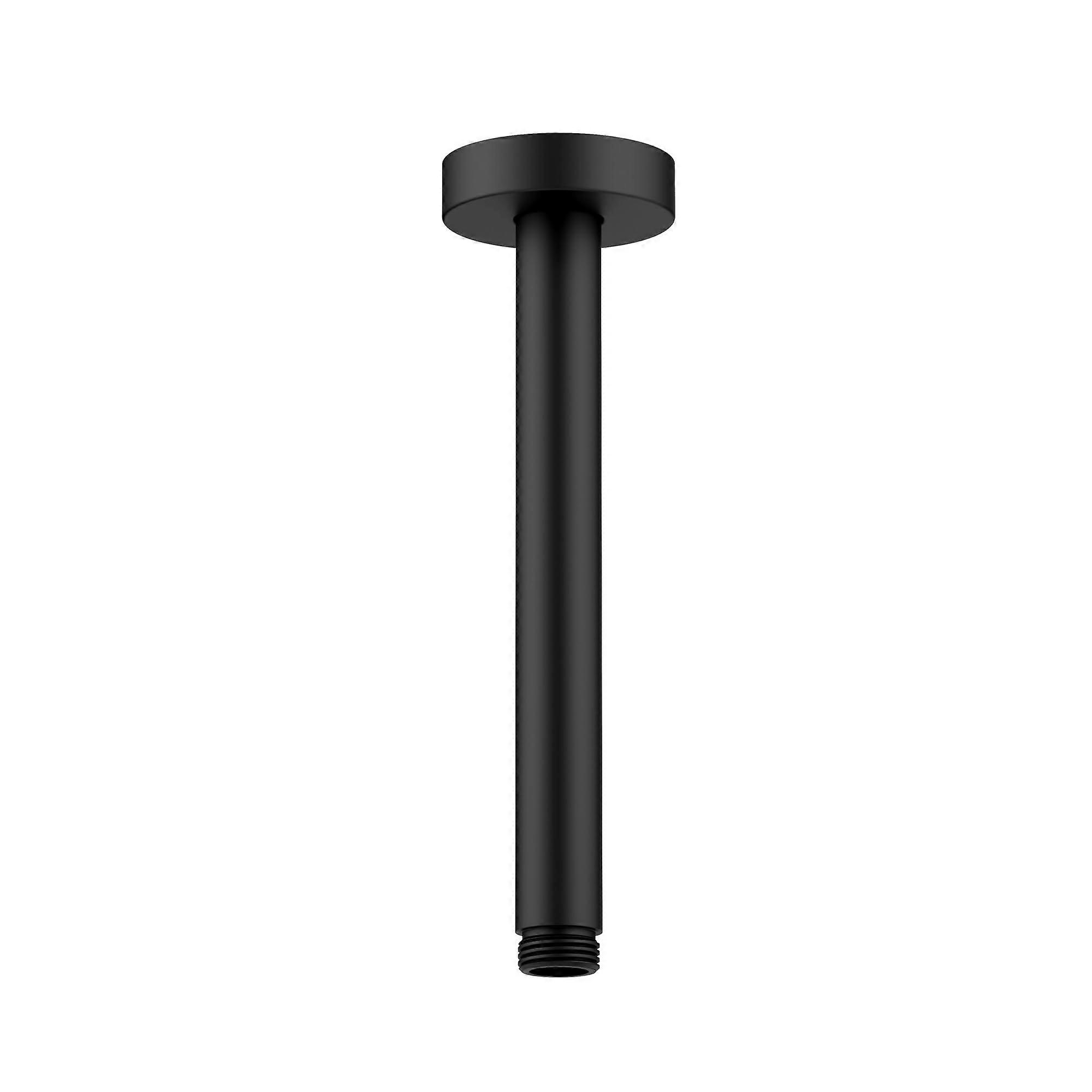 200mm Brass Ceiling Mounted Shower Arm in Matt Black
