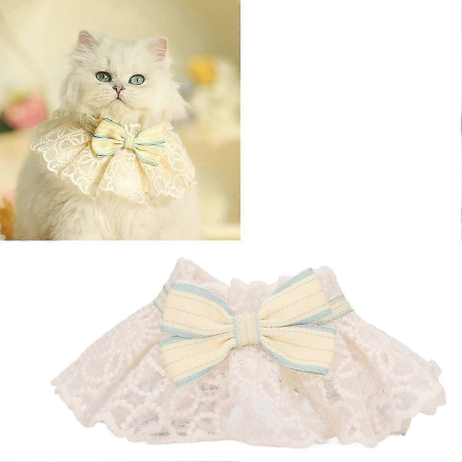 Kedi Yaka Çiçek Nakış Dantel Önlükler Ayarlanabilir Yavru Kedi Eşarp Kedi Sevimli Dekor Süs Yay Yaka