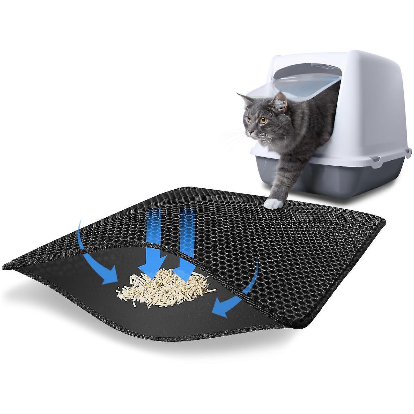 Cat Litter Mat Double Layer 45x60 CM Non-Slip Honeycomb Waterproof Antibacterial Easy to Clean Litter Trap Mat For Cats