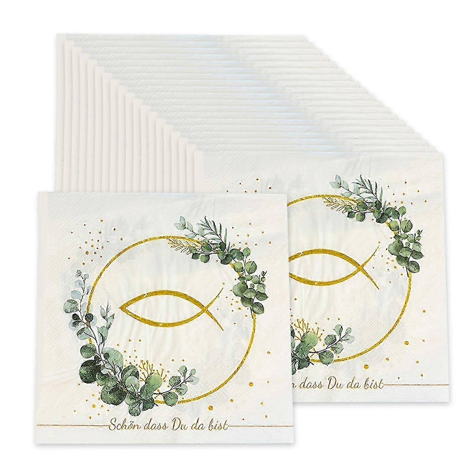 20 Count Elegant Fish and Foliages Printeds Table Napkins for Special Event and