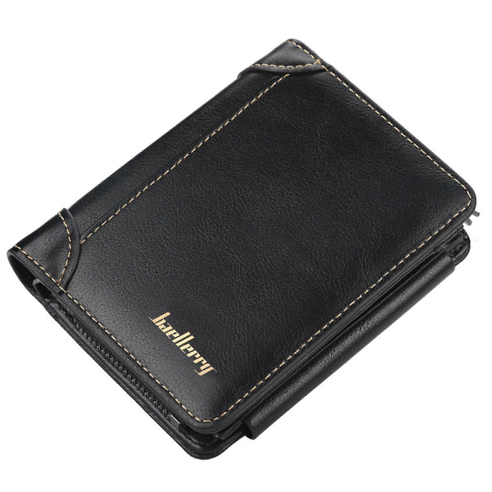 Compact Zipper Coin Purse For Men, Daily Use Wallet, Dark Color