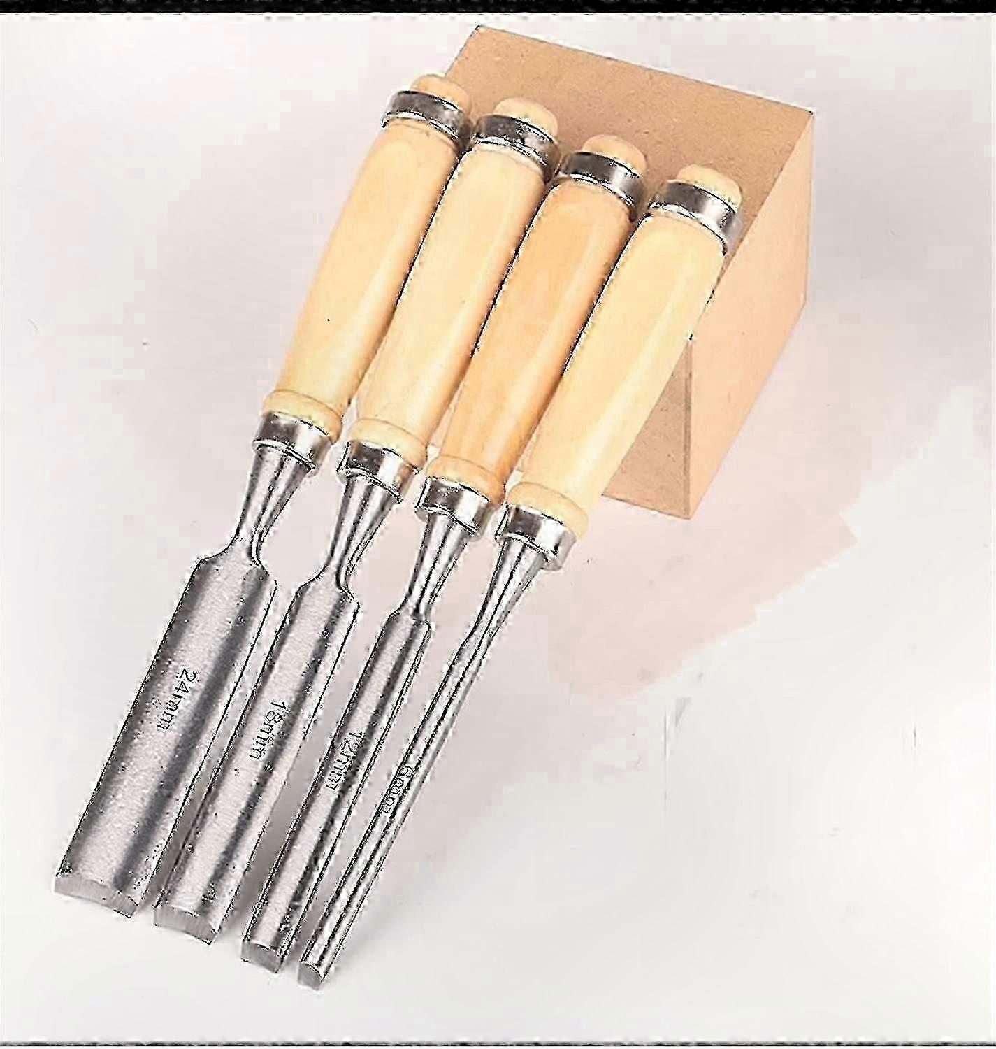 6,12,18,24mm Semicircular Carving Chisel Set for Woodworking Tools (blade Size: 4pcs, Blade Type: Half Round Chisel) Ideal for Various Wood
