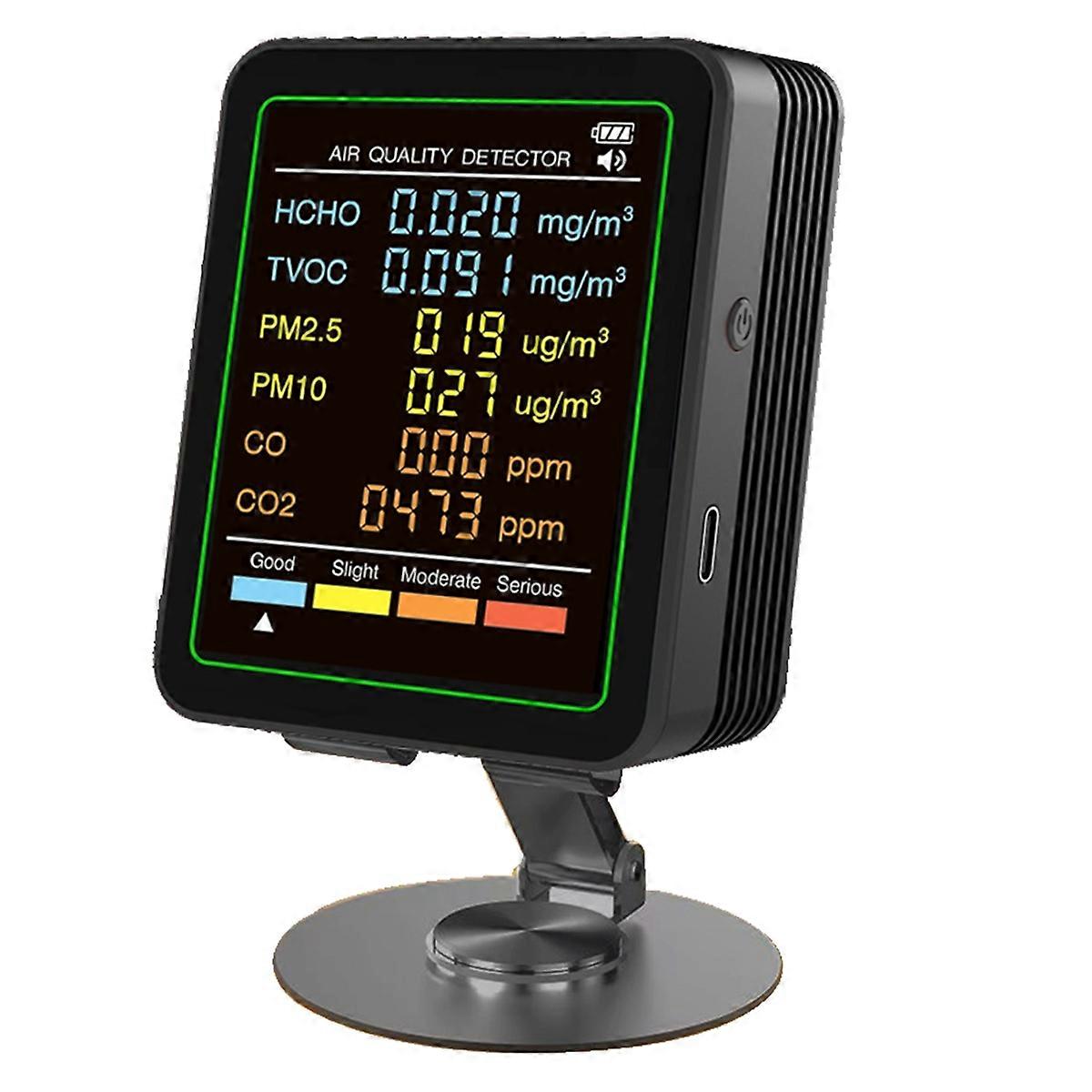 MT07CO 6-in-1 Indoor Air Quality Monitor PM2.5 PM10 Tester Black