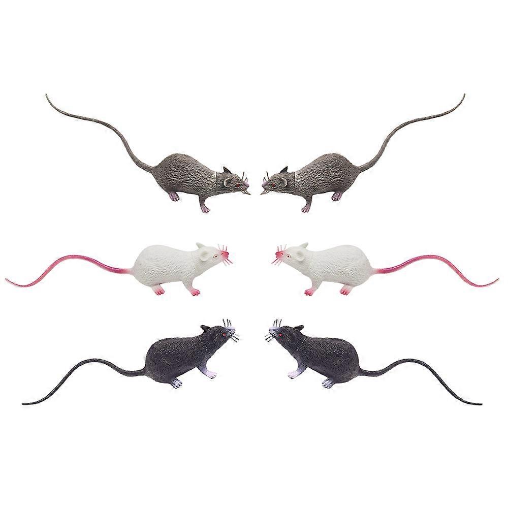 Simulated Rat Playthings Rat Shape Toy Halloween Carnivals Costume Parties Pvc Assorted Color Decoration 6Pcs