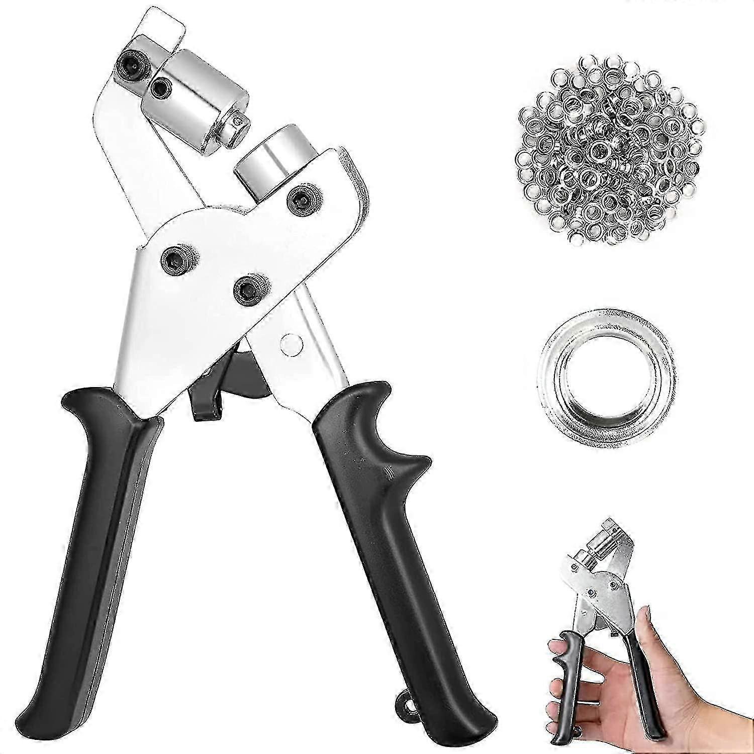 Portable Handheld Shoe Eyelet Punch Tool Set for Leather & Fabric - Silver (1 Piece)