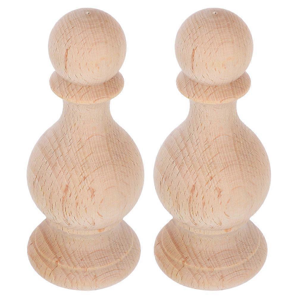 Fence Post Finials Solid Wood Bed Post Finials for Home 2Pcs Decorative Carved