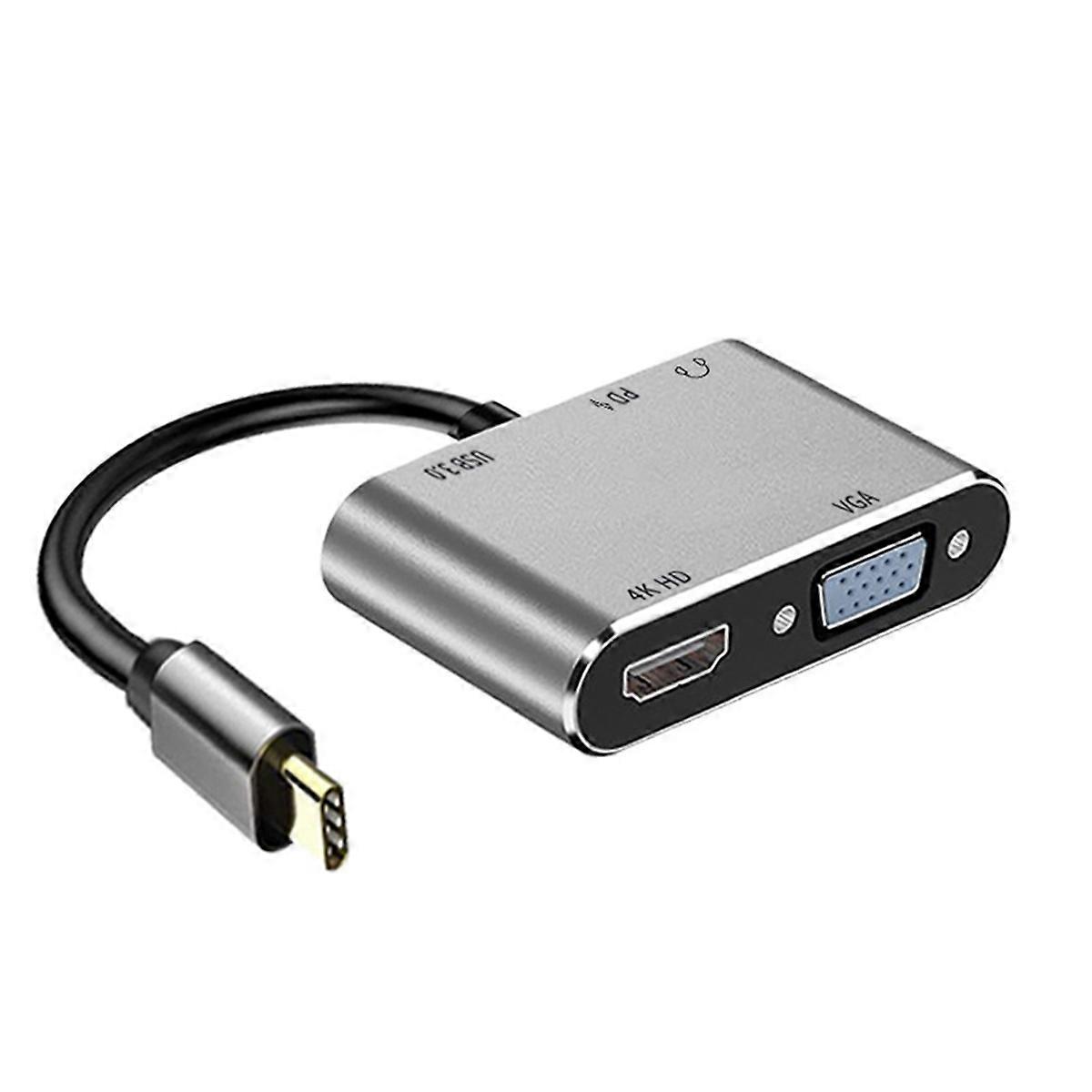 5-in-1 Docking Station with -Compatible+VGA+USB+PD+Headset Ports