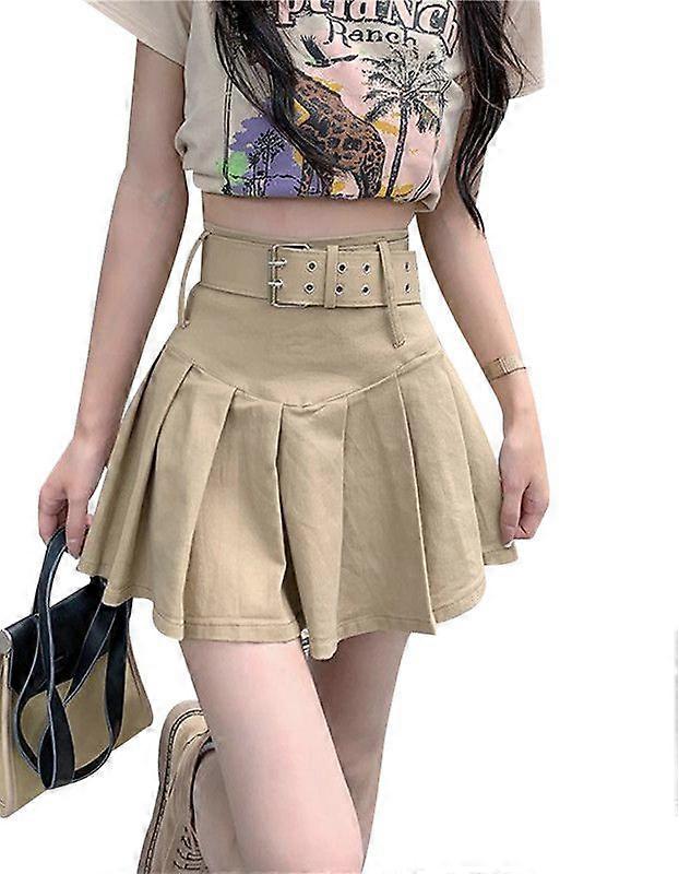 Womens Mini Pleated Skirts Goth High Waist A Line Punk Skirt