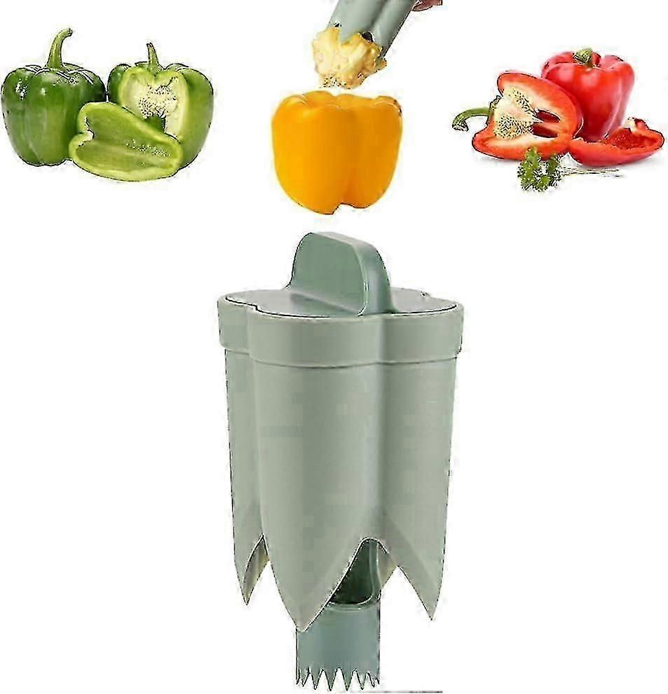 Pepper Corer Seed Remover, 2 in 1 Fruit Pepper Corer Remover, Vegetable Core Remover Creative Kitchen Pepper Corer (Beige)