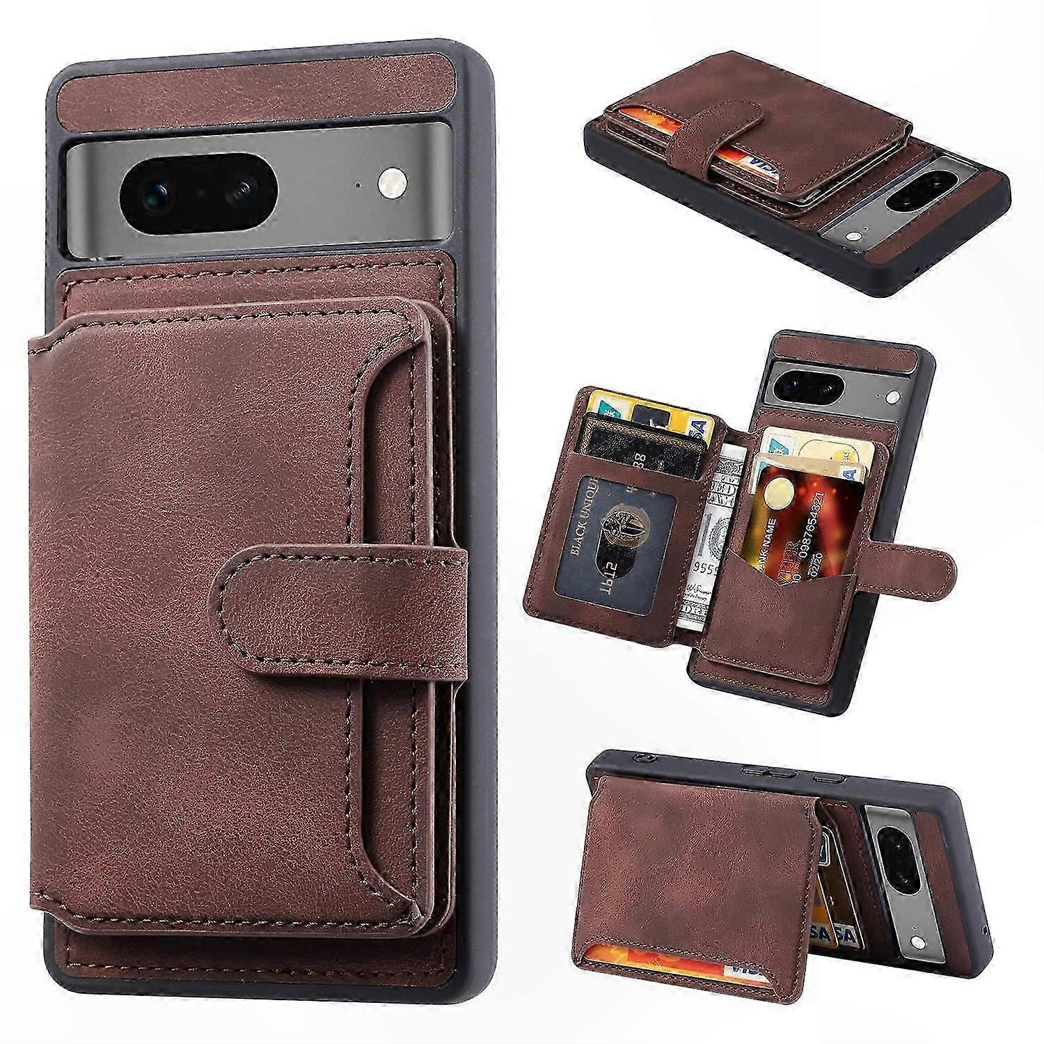 Leather-Coated TPU Phone Case with RFID Blocking Wallet and Kickstand for Pixel 6a