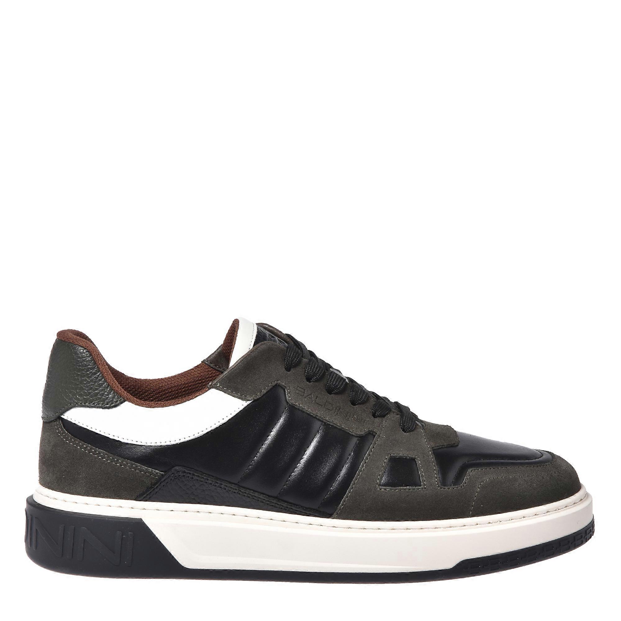 Baldinini - Baskets en daim vert et cuir noir