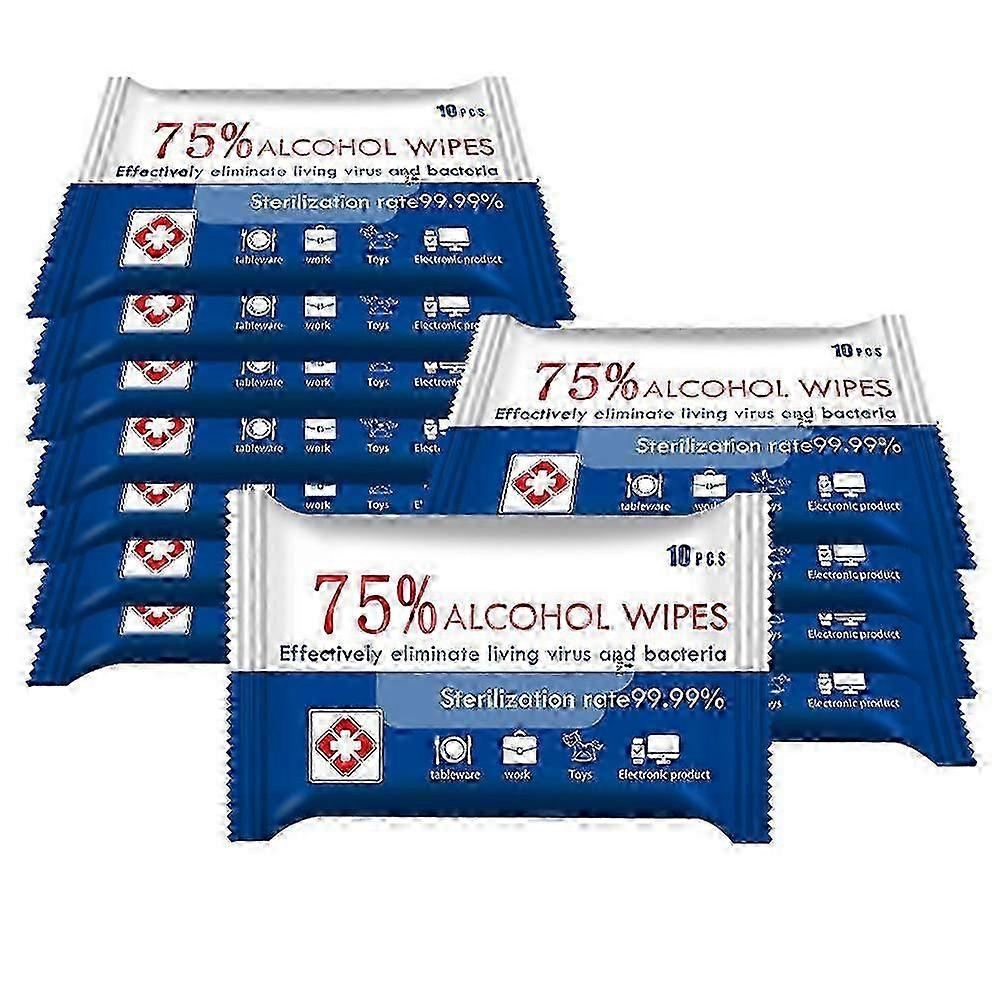 10 Pack Portable Disinfection Wipes Moist Wipes with 75% Alcohol for Deep Cleaning Hands Tables